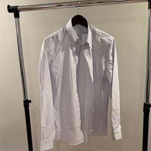 Brooks Brothers White and Blue Grid Dress Shirt